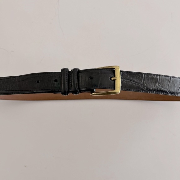 Brighton 32103 Black Embossed Leather  Alligator Men's Belt Size 34 Brass Buckle - Picture 3 of 12